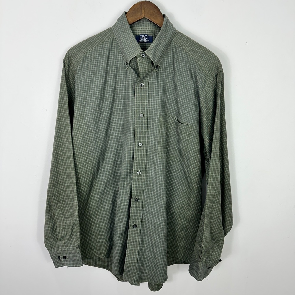 Brooks Brothers 346 Shirt M Green Check 100% Cotton‎ Button Down Classic Preppy
